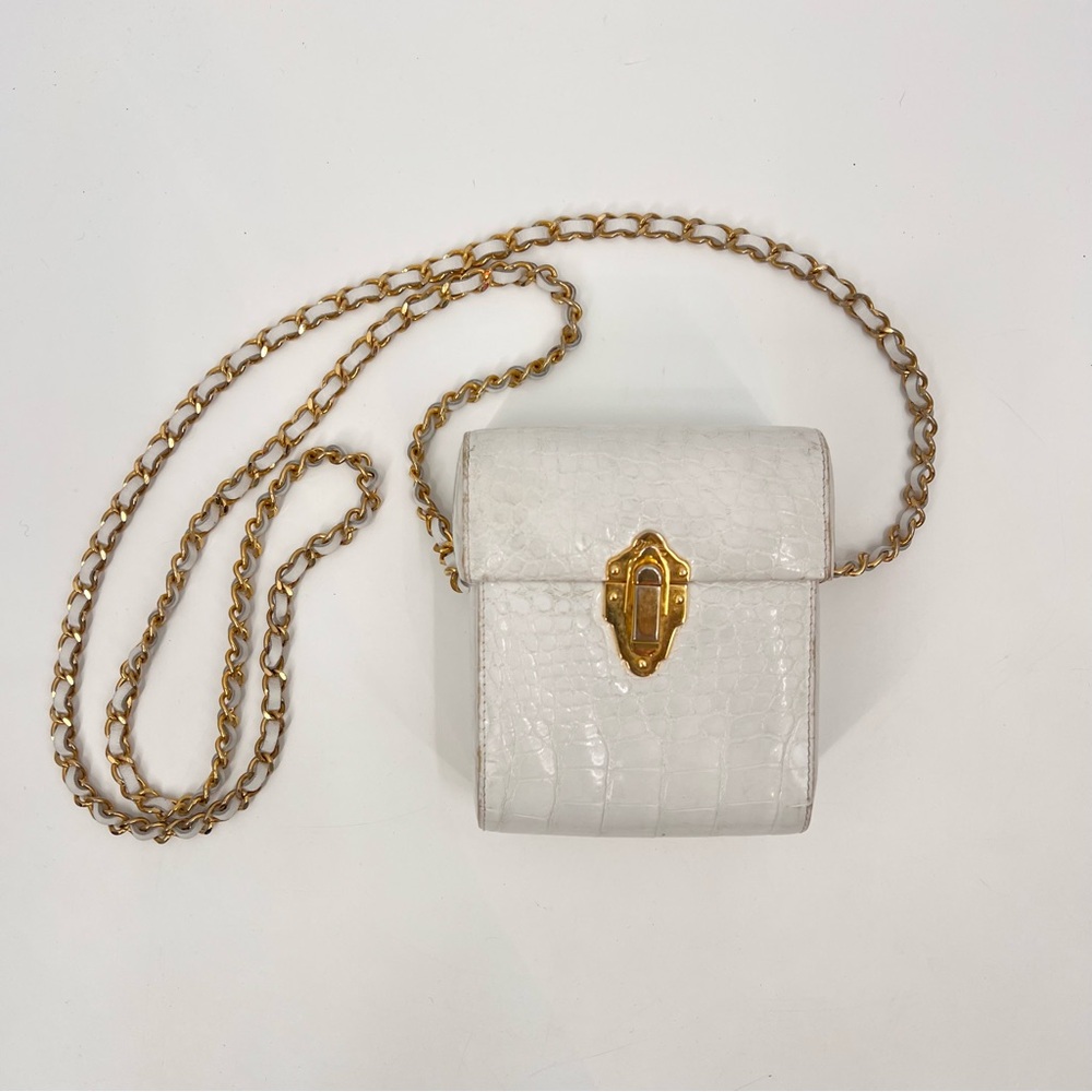 Vintage‎ genuine alligator Massimo & Matteo white crossbody bag